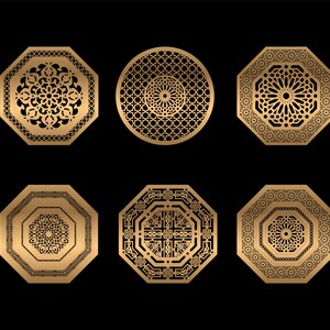Islamic Gold Floral Circle Frame. Jpeg, Png. Instant Digital Download.