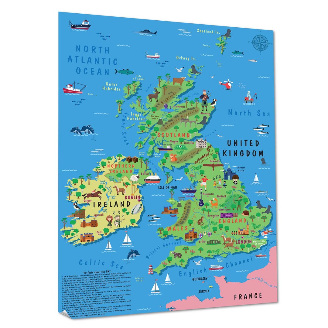 Children’s Wall Map United Kingdom & Ireland Map Wall Poster
