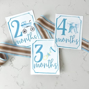 Cartes d'étape 12 mois pour bébé - BLEUES