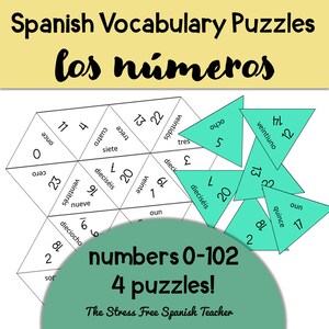 Cuatro acertijos de vocabulario en español IMPRIMIBLES NÚMEROS en español los NÚMEROS Práctica de vocabulario para principiantes, español en casa, español en casa
