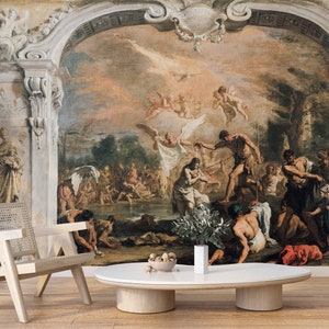 Vintage Landscape Wall Mural, Medieval Wall Mural, Mural Wallpaper Peel and Stick, Large Print Wallpaper, Wallpaper Mural Vintage