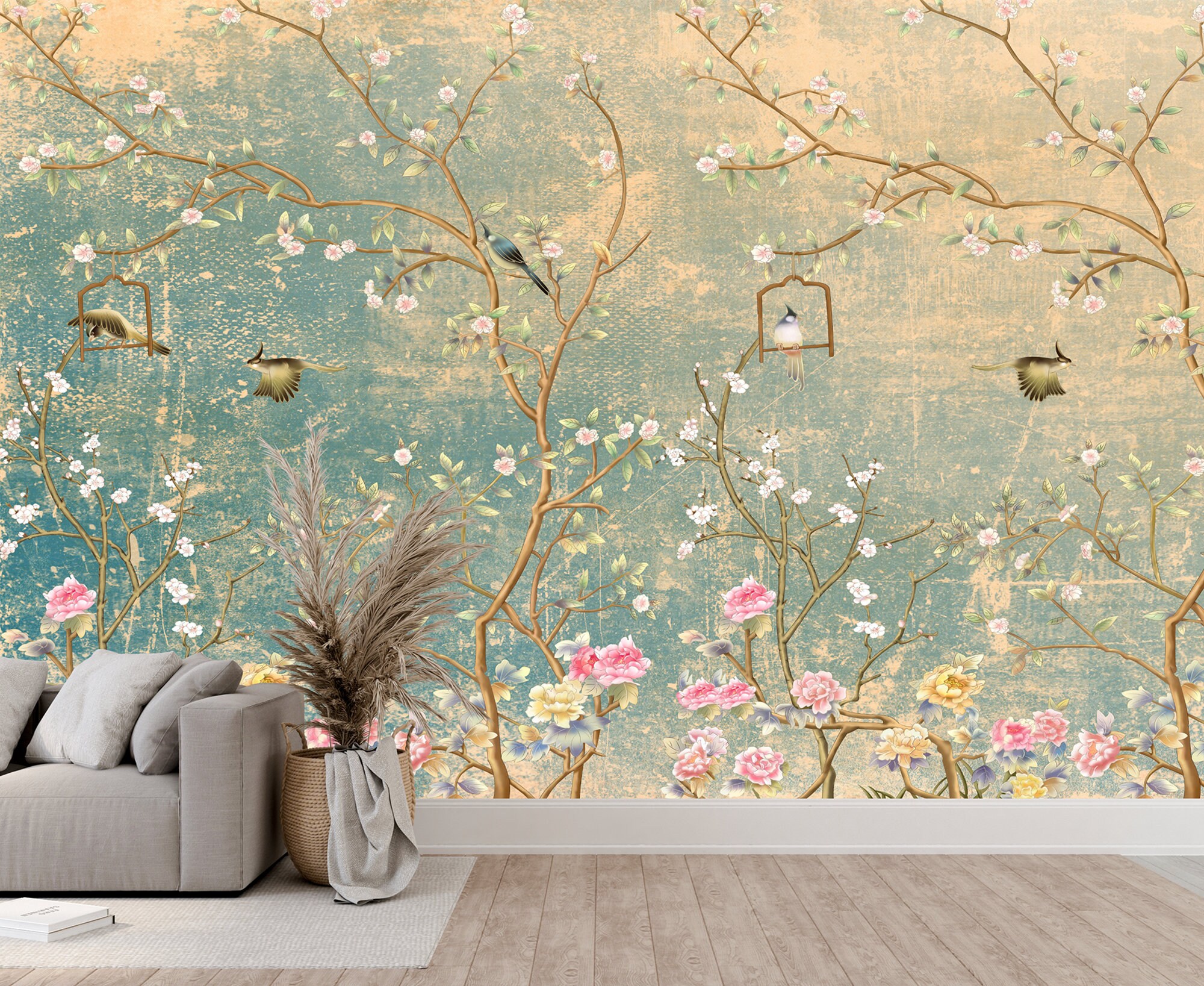 Chinoiserie Wallpaper Wallpaper Vintage Chinoiserie Etsy UK