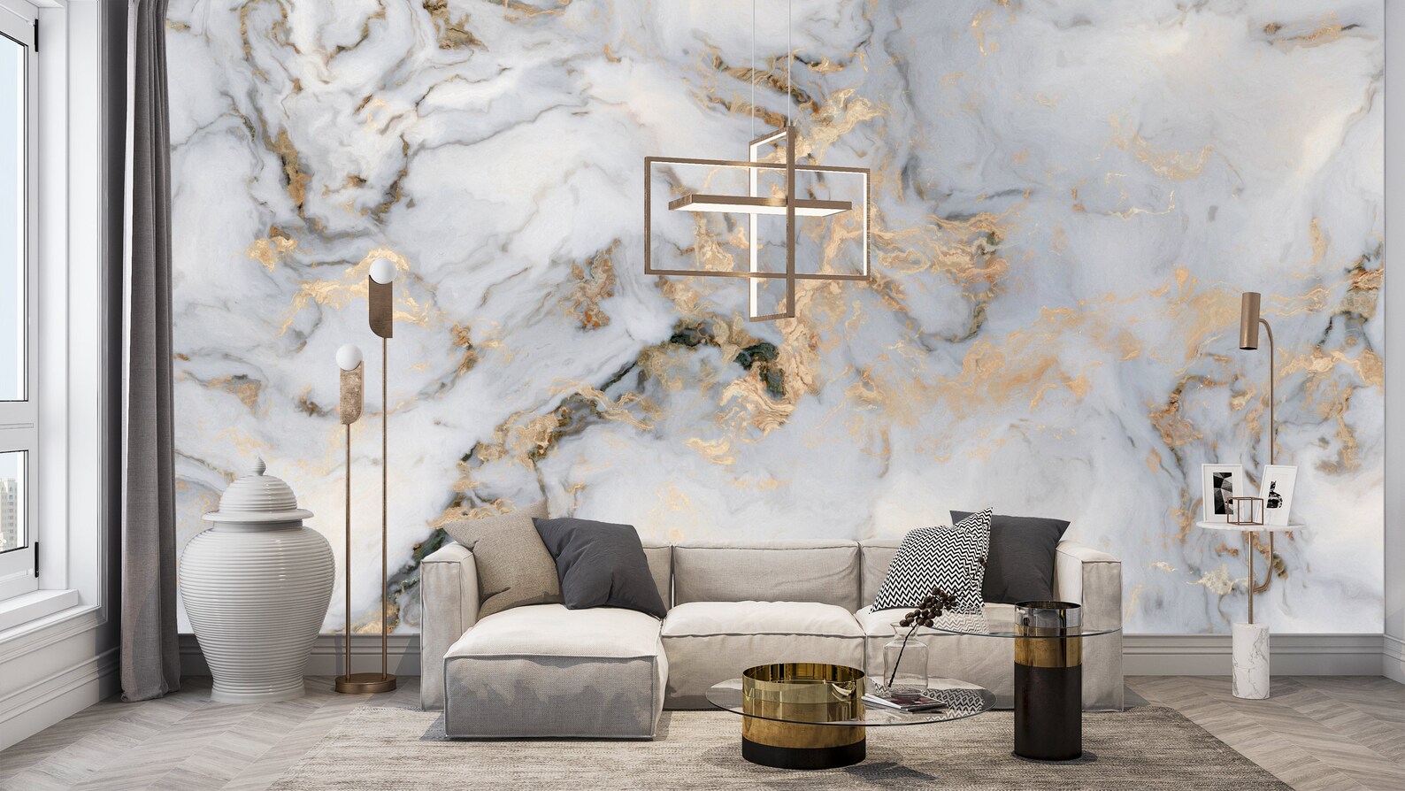 Marble Wallpaper, Abstract Wallpaper, Cream and Gold Marble Wallpaper