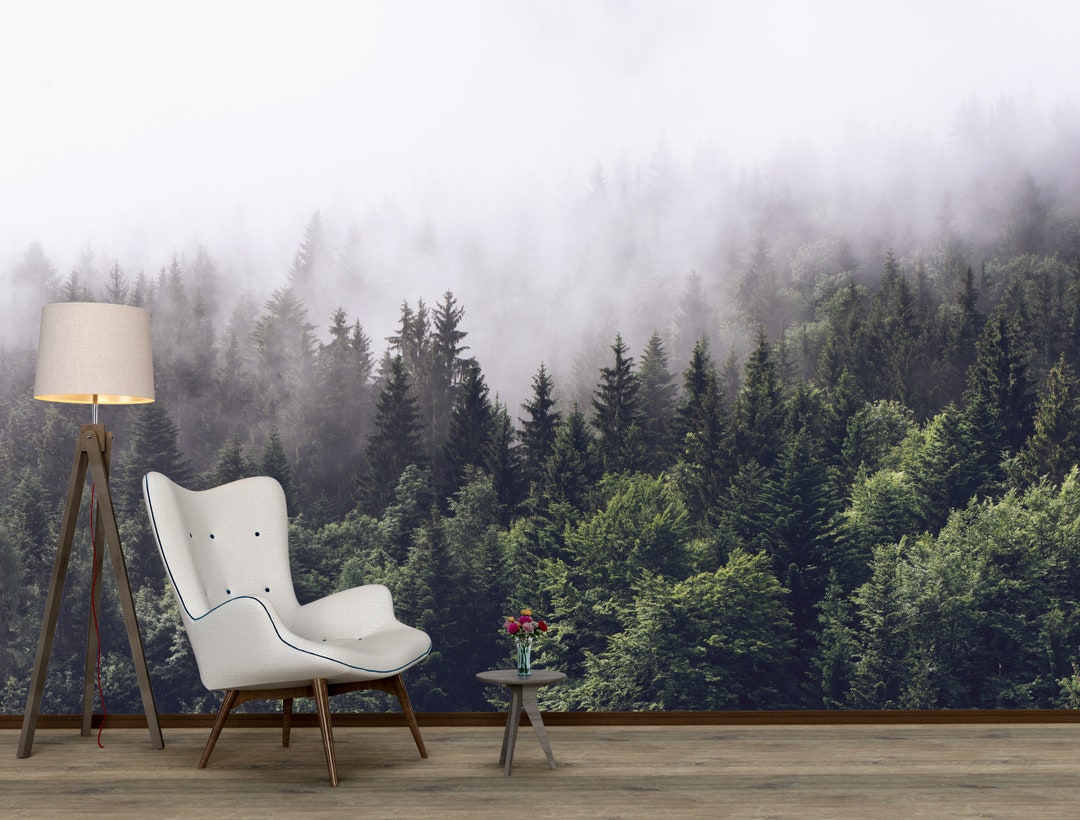 Woodland Wallpaper Landscape Wallpaper Mountain Wallpaper Etsy