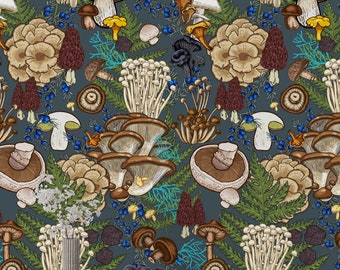 Vintage Mushroom Forest Wallpaper: Peel and Stick Mural