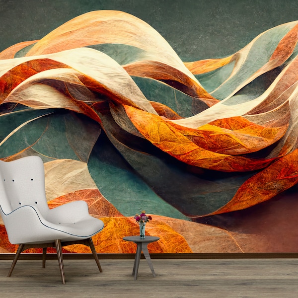 Illusion Wallpaper, 3d Wallpaper, Abstract Peel and Stick Wallpaper, Wave Wallpaper, Wallpaper Mural