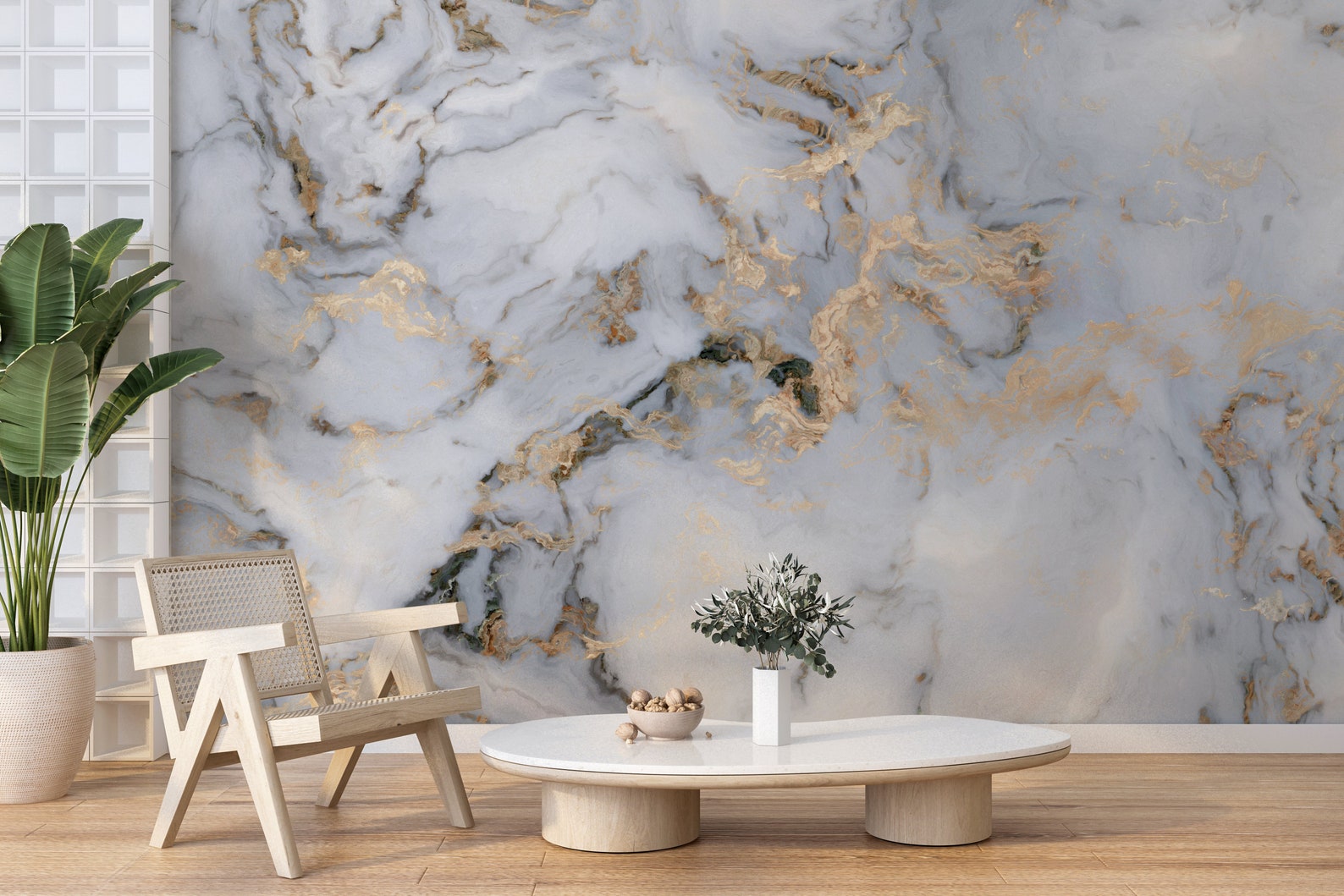 Marble Wallpaper, Abstract Wallpaper, Cream and Gold Marble Wallpaper