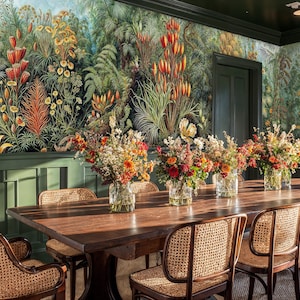 Lush Rainforest Garden Wallpaper, Deep Forest Botanical Peel and Stick Wall Mural, Exotic Tropical Removable Wallpaper, Paste the Wall Mural