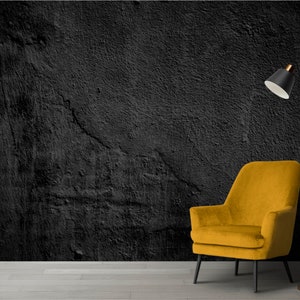 Black Concrete Wallpaper, Dark Wallpaper, Concrete Peel and Stick Wallpaper, Concrete Texture, Modern Wall Mural, Mural Wallpaper