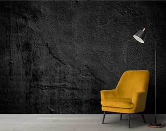 Black Concrete Wallpaper, Dark Wallpaper, Concrete Peel and Stick Wallpaper, Concrete Texture, Modern Wall Mural, Mural Wallpaper