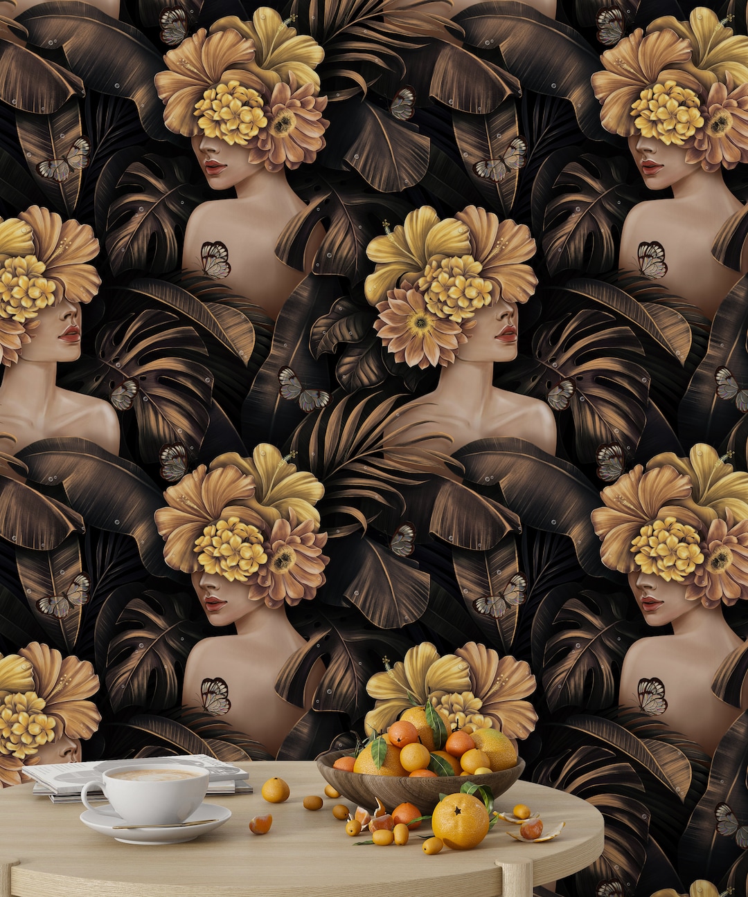3d Wallpaper, Black and Gold Wallpaper, Dark Wallpaper, Banana Leaf