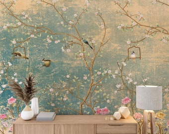 Chinoiserie Wallpaper, Wallpaper Vintage, Chinoiserie Wallpaper Peel and Stick, Japanese Wallpaper, Wallpaper Mural, Retro Wallpaper