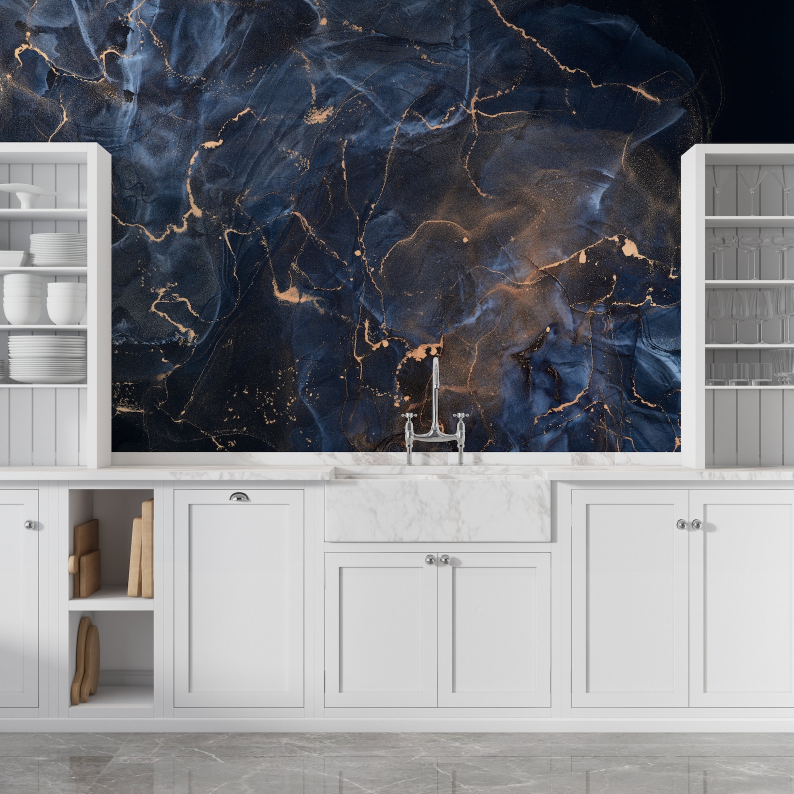 Navy Blue Marble Wallpaper Peel and Stick Marble Texture Etsy