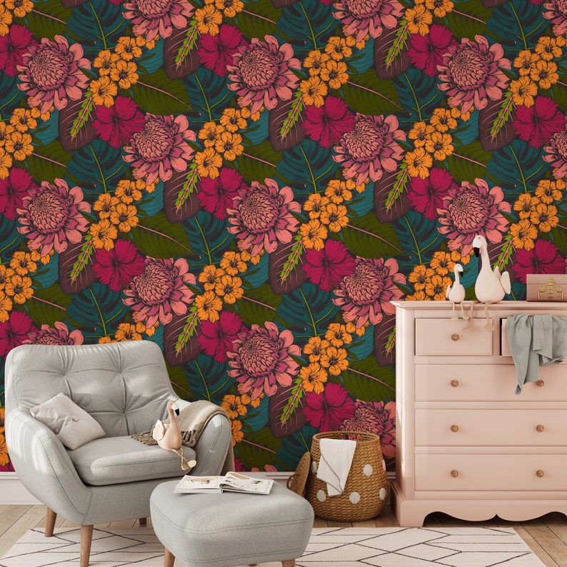 Peony Wallpaper Smaller Print Floral Watercolor Wallpaper Etsy