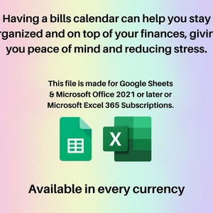 Having a bills calendar can help you stay organized and on top of your finances, giving you peace of mind and reducing stress.
