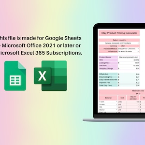 Etsy Fees & Profit Calculator Product Pricing Excel Google Sheets Template Automated Small Business Spreadsheet Single Multiple Item Markup image 7