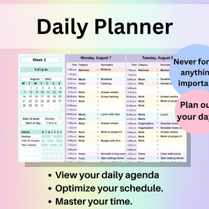 Editable Planner Google Sheets Excel Digital Planner Spreadsheet Daily