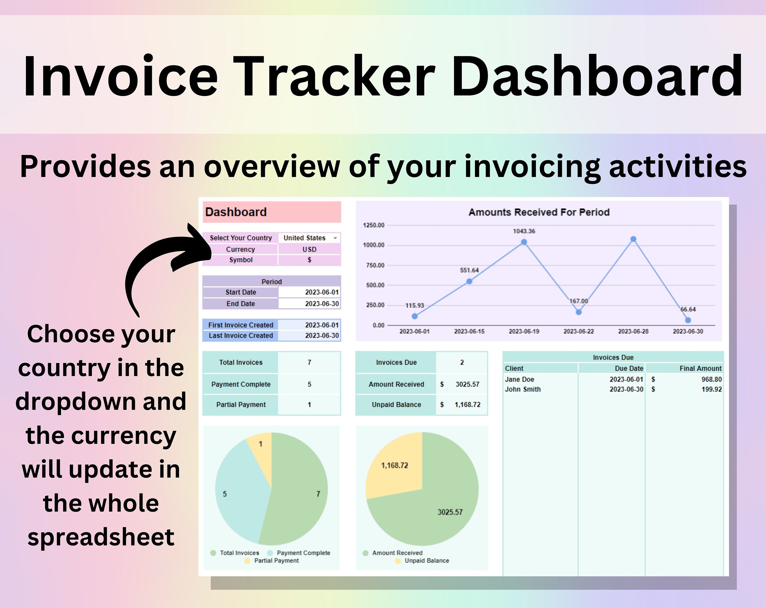Invoice Generator & Tracker Google Sheets and Excel | Smart Invoice ...