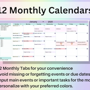 Editable Monthly Calendar Google Sheets Excel Spreadsheet Undated Task ...