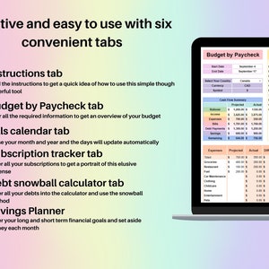 Ultimate Budget by Paycheck Spreadsheet in Cute pastel colors.