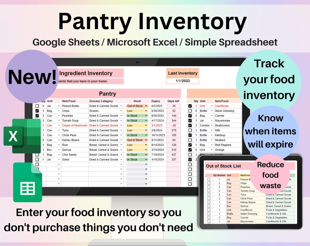 pantry-inventory-tracker-spreadsheet-google-sheets-excel-food-etsy