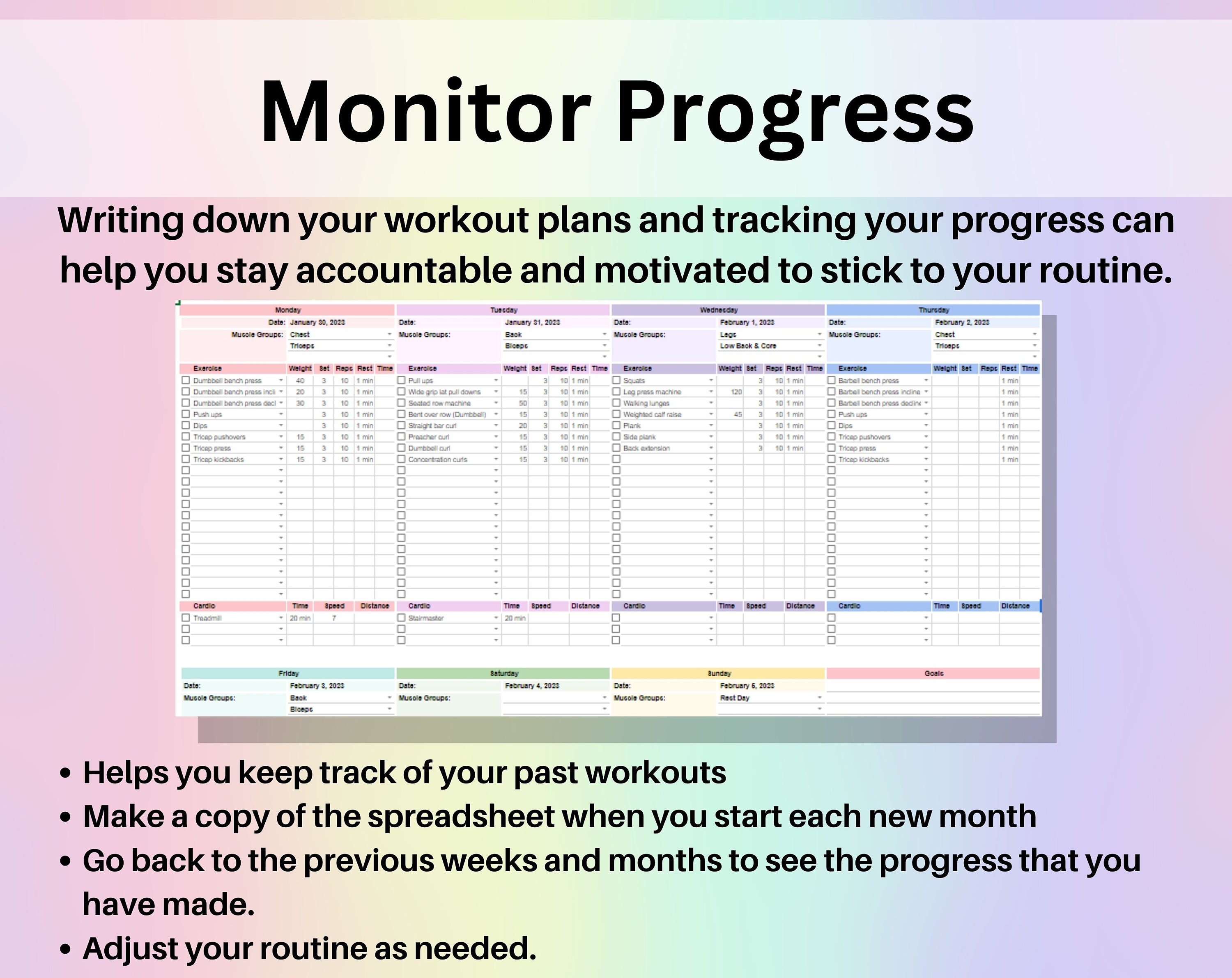 Workout Planner Spreadsheet Google Sheets Digital Exercise Etsy Australia
