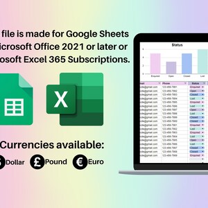 Client Tracker Spreadsheet Google Sheets & Excel | Small Business Contact Manager, Customer Database, Project Tracker image 6