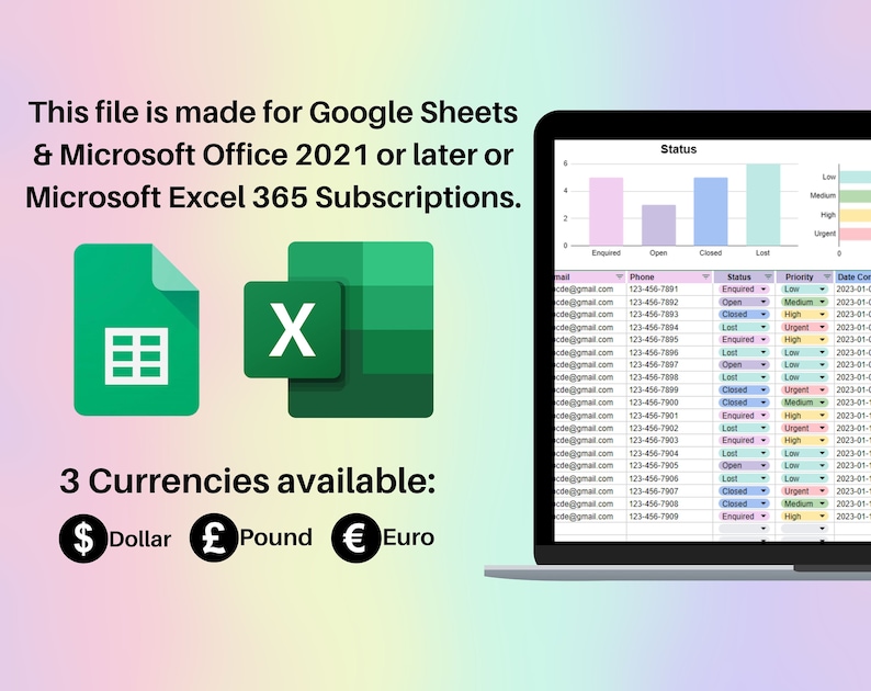 Client Tracker Spreadsheet Google Sheets & Excel | Small Business Contact Manager, Customer Database, Project Tracker image 6