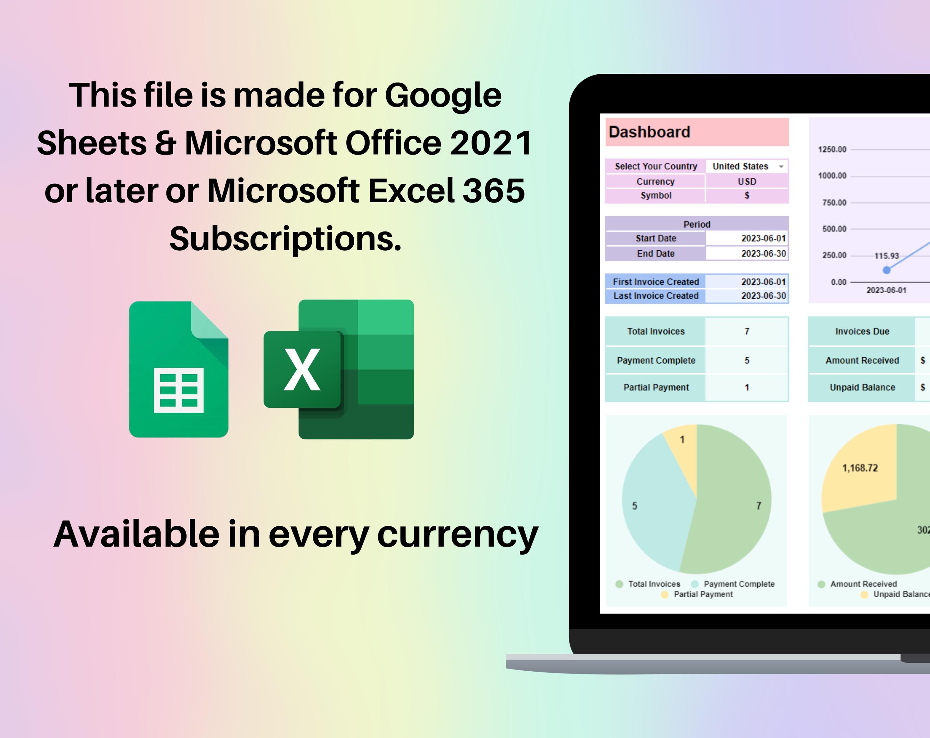 Invoice Generator & Tracker Google Sheets and Excel | Smart Invoice ...