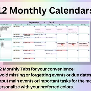 Editable Monthly Calendar Google Sheets Excel Spreadsheet Undated Task ...