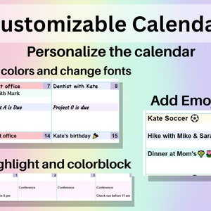 Editable Monthly Calendar Google Sheets Excel Spreadsheet Undated Task ...