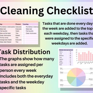 Cleaning & Chore List Spreadsheet Google Sheets and Excel | Household ...