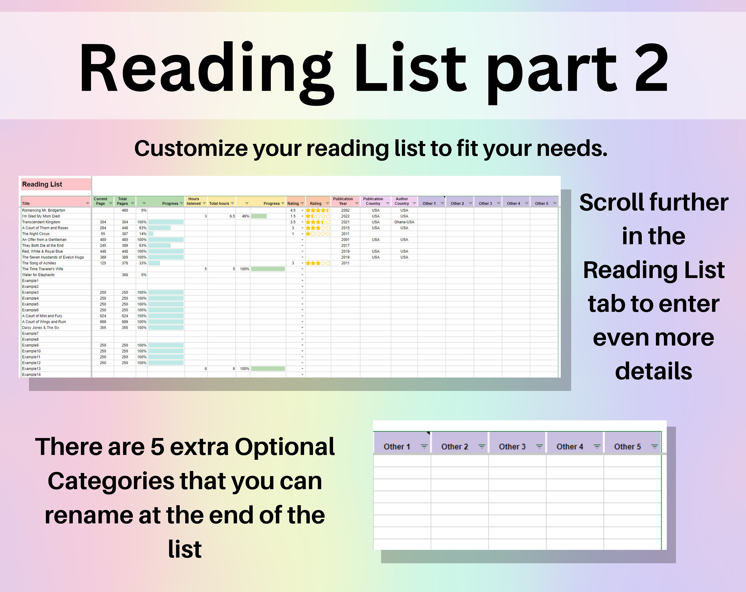 Book Tracker & Reading List Spreadsheet Google Sheets Book Etsy UK