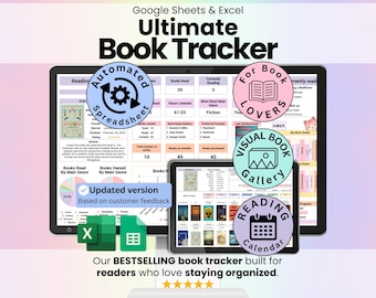 Book Tracker Spreadsheet Google Sheets & Excel | Reading List, TBR Log, Book Series Tracker, Digital Reading Planner, Reading Habit Tracker