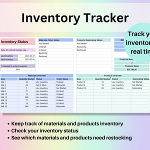Inventory Tracker Spreadsheet Google Sheets & Excel | Small Business ...