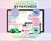 Ultimate Budget by Paycheck Spreadsheet Google Sheets & Excel | Paycheck Budgeting Planner, Bills, Savings, Debt Tracker