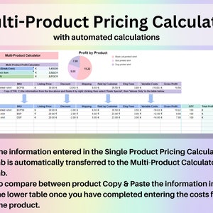 Etsy Fees & Profit Calculator Product Pricing Excel Google Sheets Template Automated Small Business Spreadsheet Single Multiple Item Markup image 4