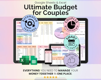 Ultimate Budget for Couples Spreadsheet Google Sheets & Excel | Dual Income Planner, Shared Bills, Savings and Debt Tracker