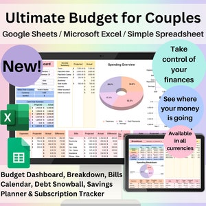 Ultiem budget voor stellen Spreadsheet Google Spreadsheets Excel-sjabloon Tweewekelijks maandelijks Financieel Planner Schuldensneeuwbalabonnement Tracker