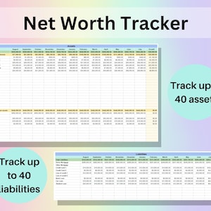 Net Worth Tracker Spreadsheet Google Sheets & Excel | Assets and ...