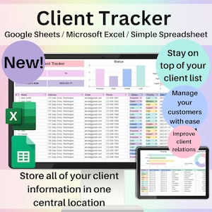 Klantentracker Google Spreadsheets-sjabloon Spreadsheet voor kleine bedrijven Digitaal klantmanagerlogboek Klantenbeheer Klantenlijst Leadtracker
