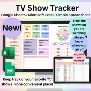 Tracker tv-programma Spreadsheet Google Spreadsheets Excel Televisieserie Tracker Dashboard Te bekijken Titel Kijkschema Sitcom-lijsttracker