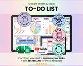 To-Do List Spreadsheet Google Sheets & Excel | Task Tracker Template Automated Daily and Weekly Planner Monthly Calendar Checklist Manager
