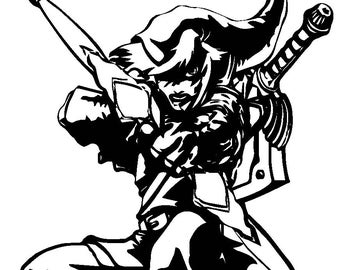 Forest Hero Silhouette PNG | Gamer-Style Sword Artwork | Printable Decor & Stickers | Instant Download