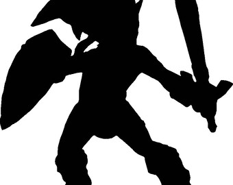 Young Forest Hero PNG | Swordsman with Shield Silhouette | High-Res Transparent Clipart