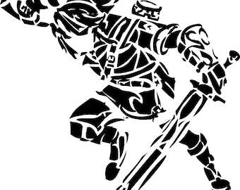 Legendary Forest Hero Silhouette (SVG + PNG) | Warrior with Sword Cut File for Cricut & Silhouette | Printable Decor