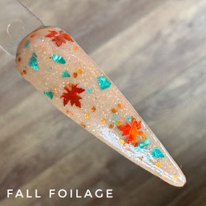 Fall Foilage, fall dip powder for nails, fall leaf glitter mix dip powder, kandedips