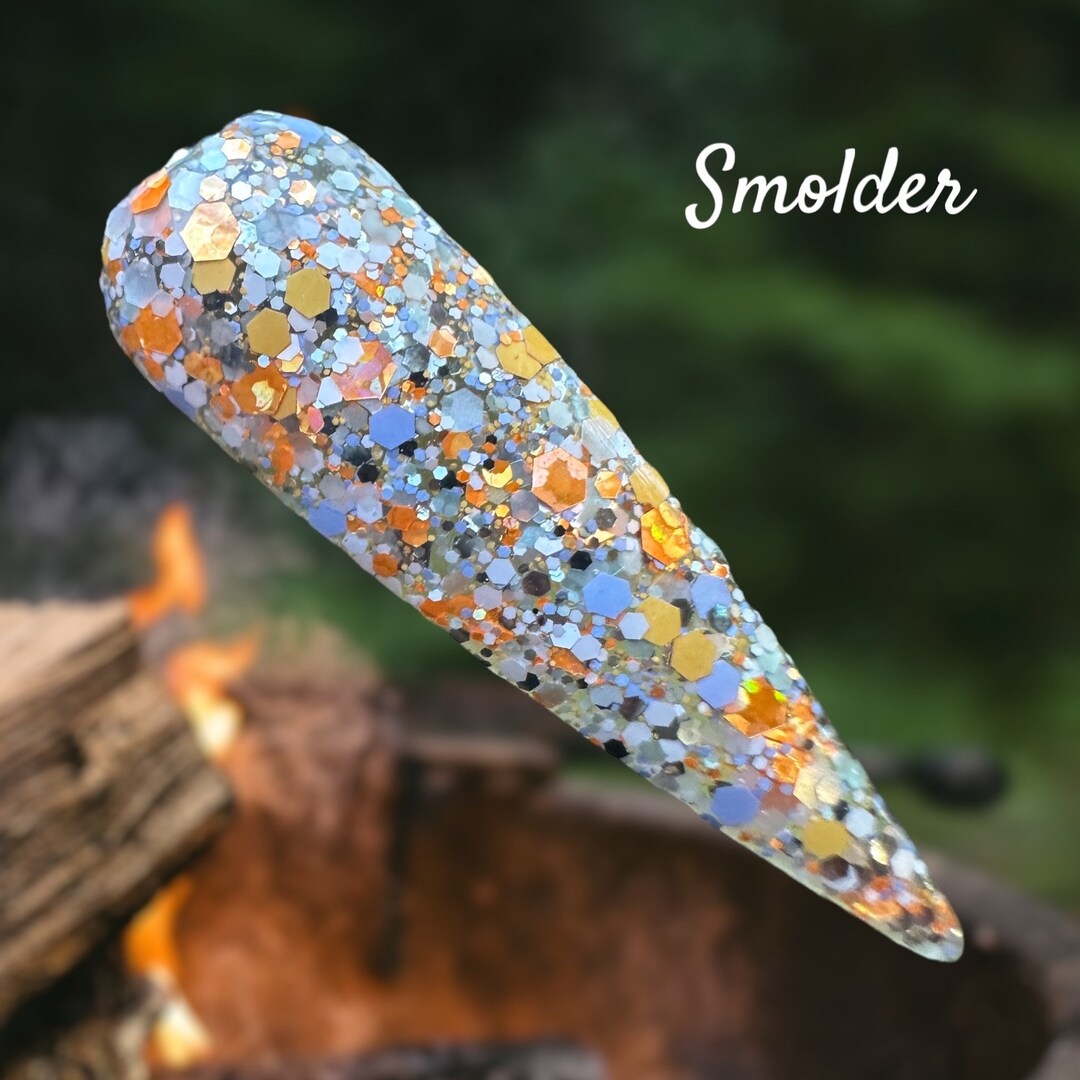 Smolder Dip Powder, Dip Powder Pumpkin, Grey and Gunmetal Chunky ...