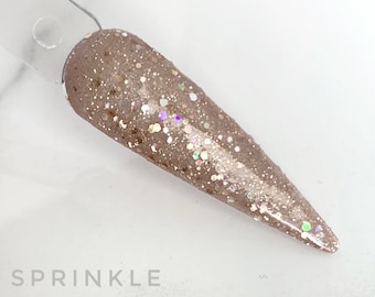 Sprinkle dip powder, tan glitter dip powder, dip powder beige