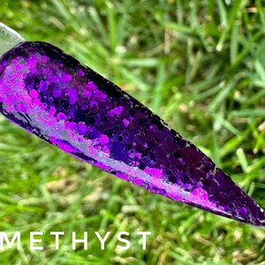 Amethyst dip powder for nails, chunky purple glitter mix dip powder, dip powder purple